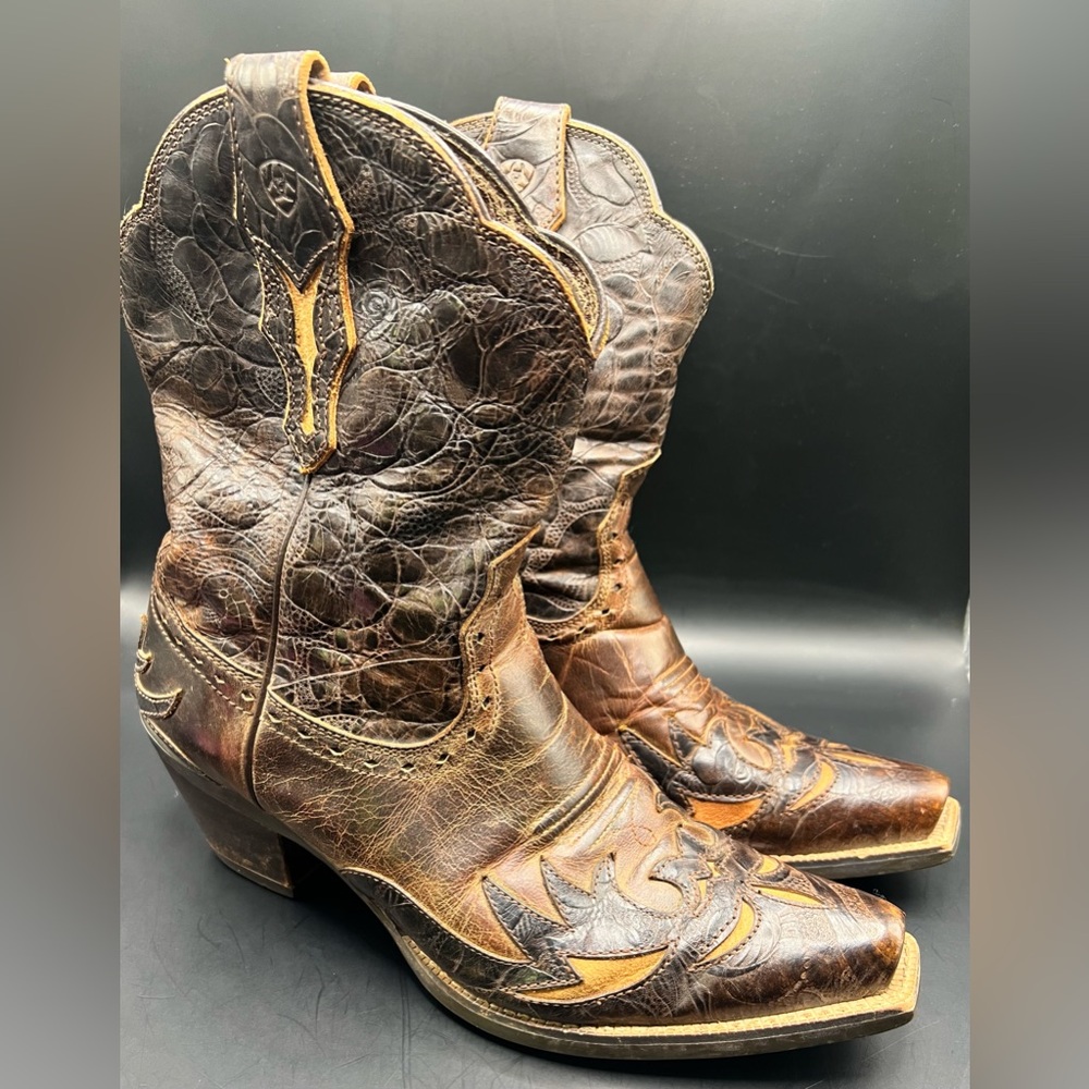 Ariat- Womens Dahlia Brown Leather Western‎ Boots- Size:9C
